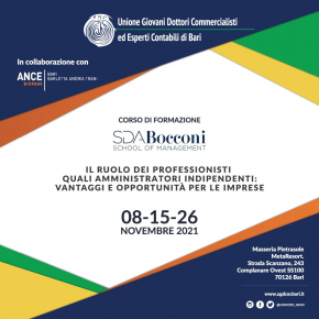 Corso di Formazione - Il ruolo dei professionisti quali amministratori indipendenti: vantaggi e opportunit per le imprese